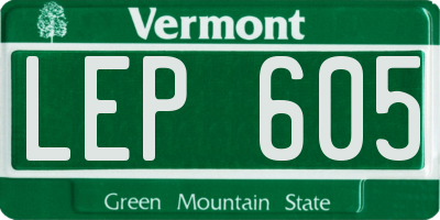 VT license plate LEP605