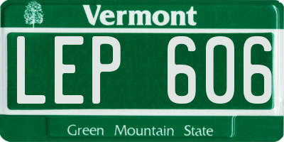 VT license plate LEP606