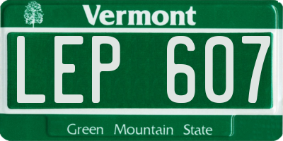 VT license plate LEP607