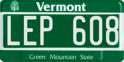 VT license plate LEP608