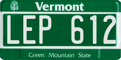 VT license plate LEP612