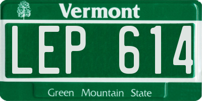 VT license plate LEP614