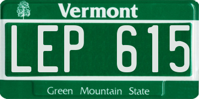 VT license plate LEP615