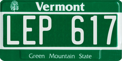 VT license plate LEP617