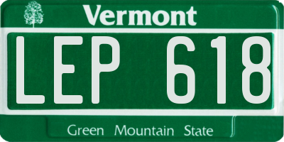 VT license plate LEP618