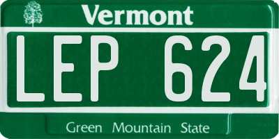 VT license plate LEP624