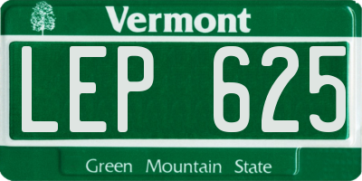VT license plate LEP625