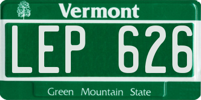 VT license plate LEP626