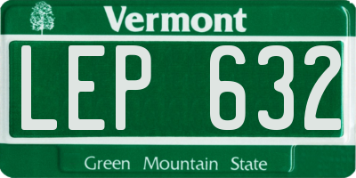 VT license plate LEP632