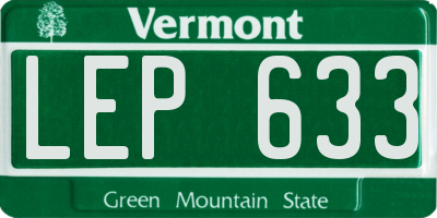 VT license plate LEP633