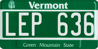 VT license plate LEP636