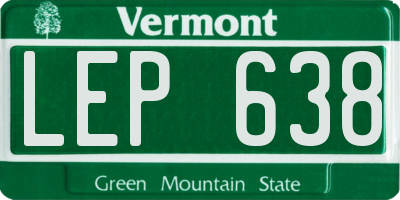 VT license plate LEP638