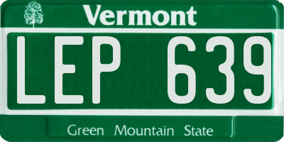 VT license plate LEP639