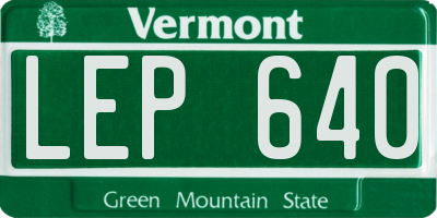VT license plate LEP640