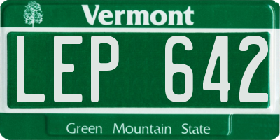 VT license plate LEP642