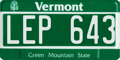 VT license plate LEP643