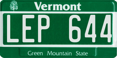 VT license plate LEP644