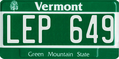 VT license plate LEP649