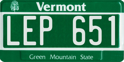 VT license plate LEP651