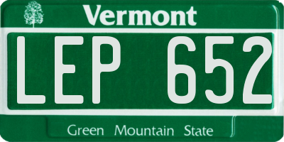 VT license plate LEP652