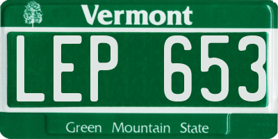VT license plate LEP653