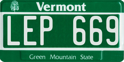 VT license plate LEP669