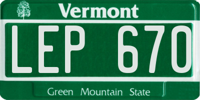 VT license plate LEP670