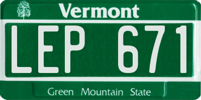 VT license plate LEP671
