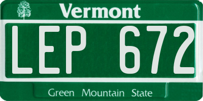 VT license plate LEP672