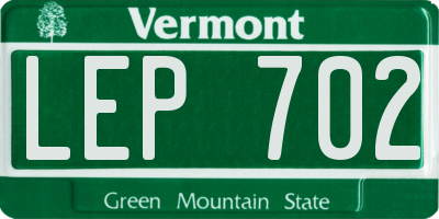 VT license plate LEP702