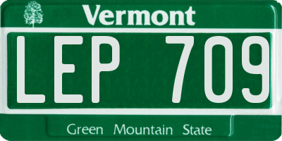 VT license plate LEP709