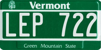 VT license plate LEP722