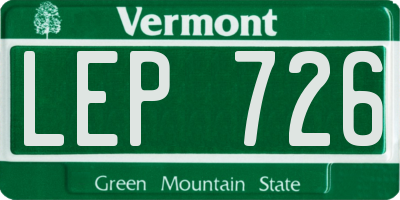 VT license plate LEP726