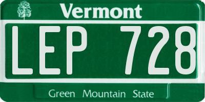 VT license plate LEP728