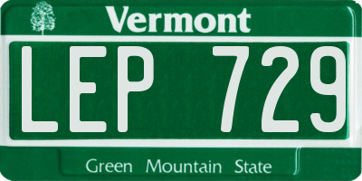 VT license plate LEP729