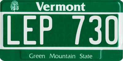 VT license plate LEP730