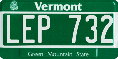 VT license plate LEP732