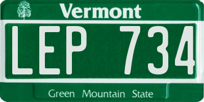 VT license plate LEP734