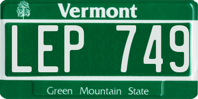VT license plate LEP749