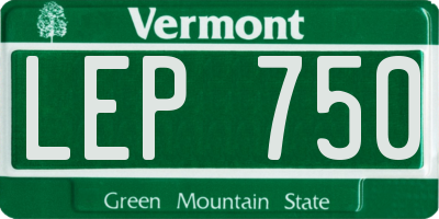VT license plate LEP750
