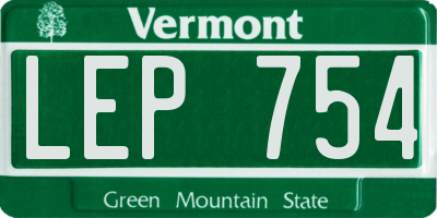 VT license plate LEP754