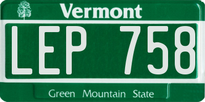 VT license plate LEP758