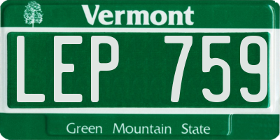 VT license plate LEP759