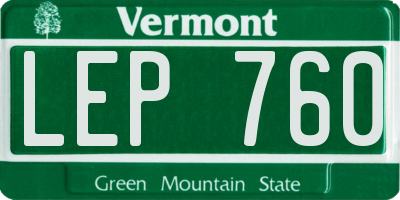 VT license plate LEP760