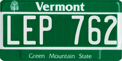 VT license plate LEP762