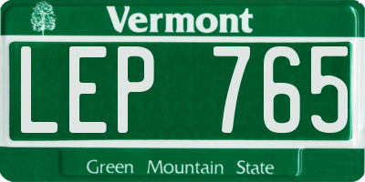 VT license plate LEP765