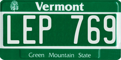 VT license plate LEP769