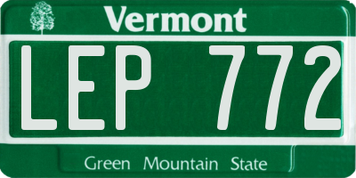 VT license plate LEP772