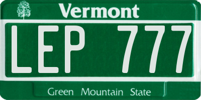 VT license plate LEP777