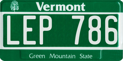 VT license plate LEP786